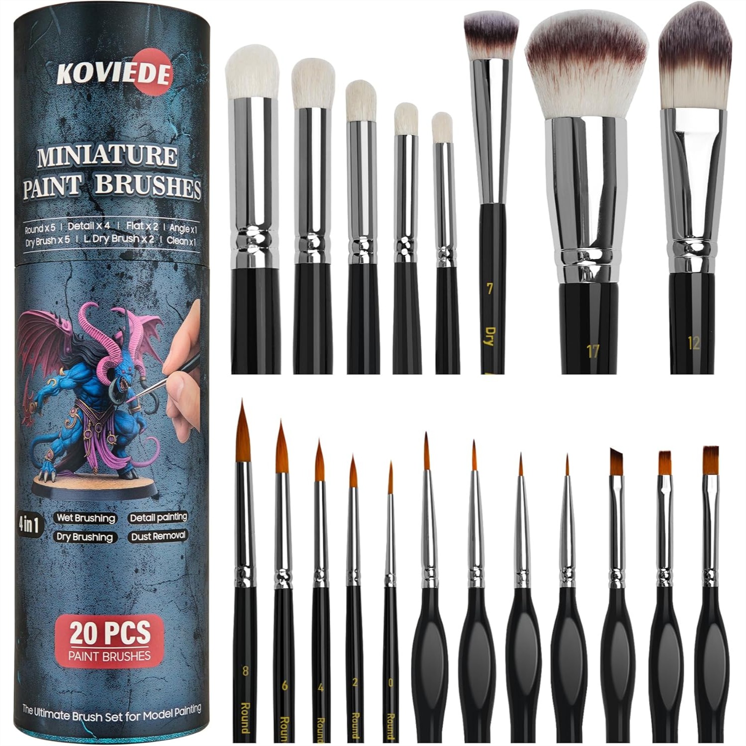 20Pcs Miniature Paint Brushes  - Detailing Brush Set recensione e prezzo