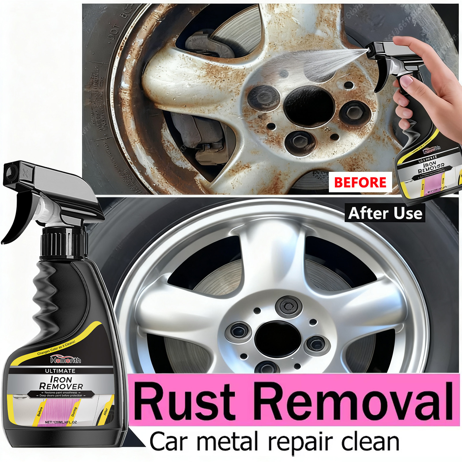 Car Wheel Cleaner Rust Remover - Wheel Cleaner Alloy recensione e prezzo